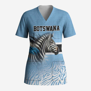 Botswana Independence Day 1966 Scrub Top Tribal African Zebra Skins Pattern