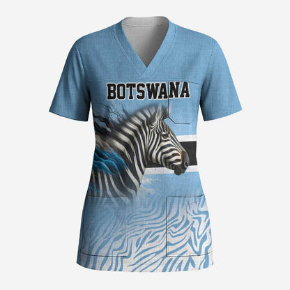 Botswana Independence Day 1966 Scrub Top Tribal African Zebra Skins Pattern