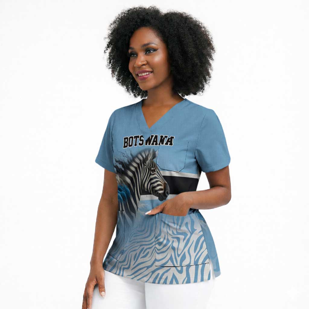 Botswana Independence Day 1966 Scrub Top Tribal African Zebra Skins Pattern
