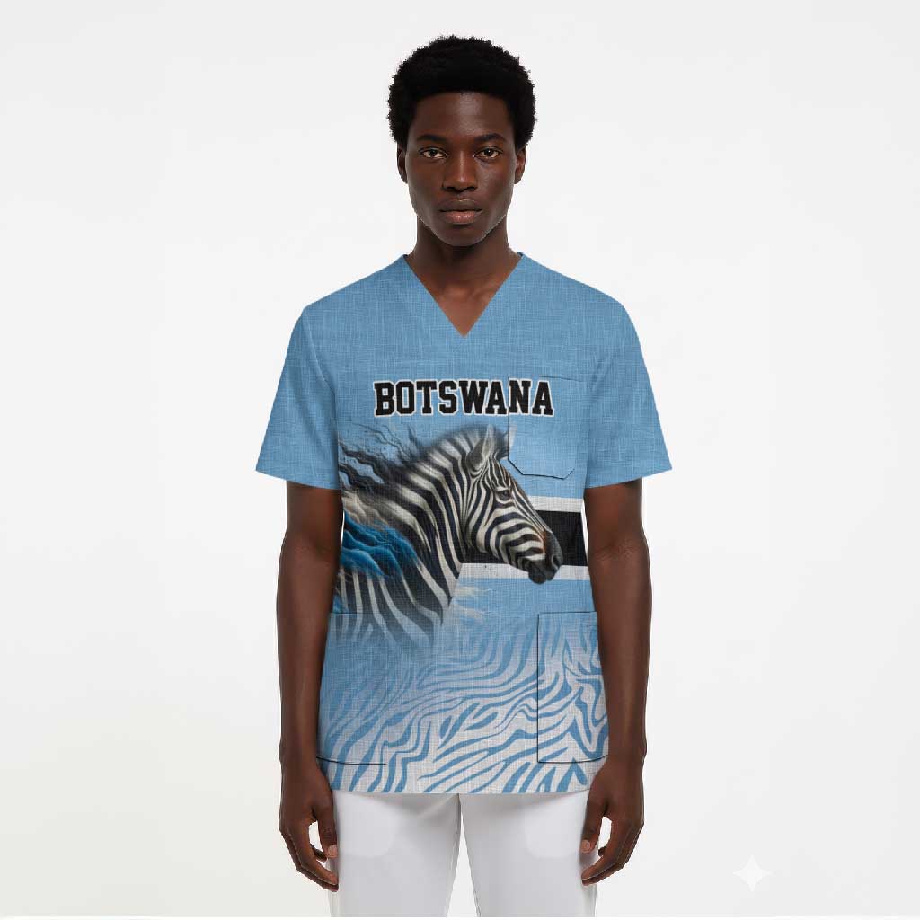 Botswana Independence Day 1966 Scrub Top Tribal African Zebra Skins Pattern