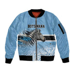 Botswana Independence Day 1966 Sleeve Zip Bomber Jacket Tribal African Zebra Skins Pattern - African Pride