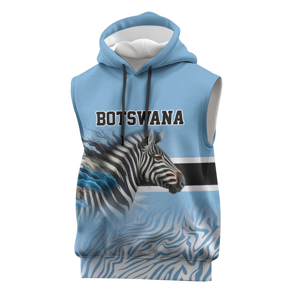Botswana Independence Day 1966 Sleeveless Hoodie Tribal African Zebra Skins Pattern - African Pride