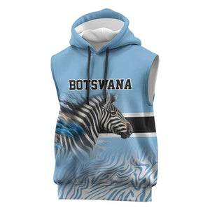 Botswana Independence Day 1966 Sleeveless Hoodie Tribal African Zebra Skins Pattern - African Pride