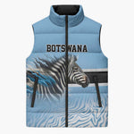 Botswana Independence Day 1966 Sleeveless Puffer Jacket Tribal African Zebra Skins Pattern