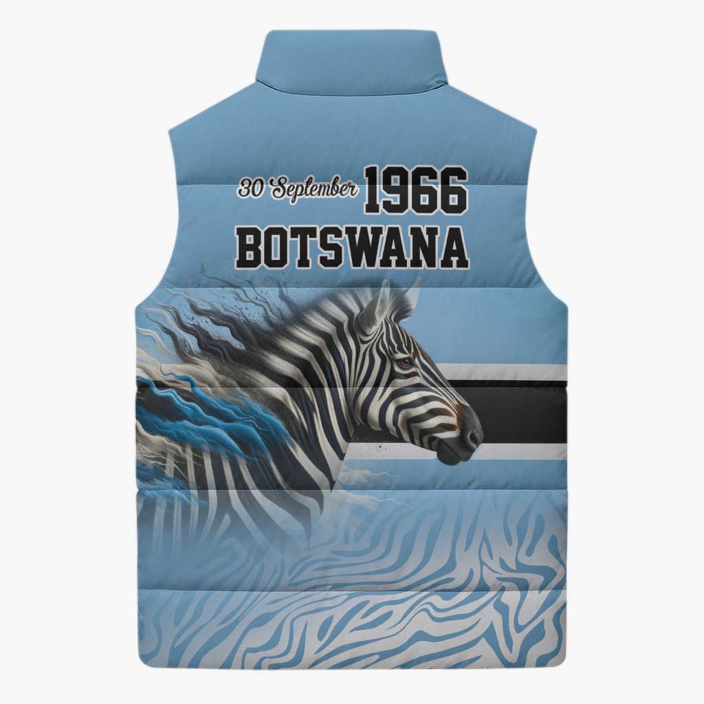 Botswana Independence Day 1966 Sleeveless Puffer Jacket Tribal African Zebra Skins Pattern