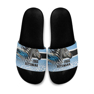 Botswana Independence Day 1966 Slide Sandals Tribal African Zebra Skins Pattern