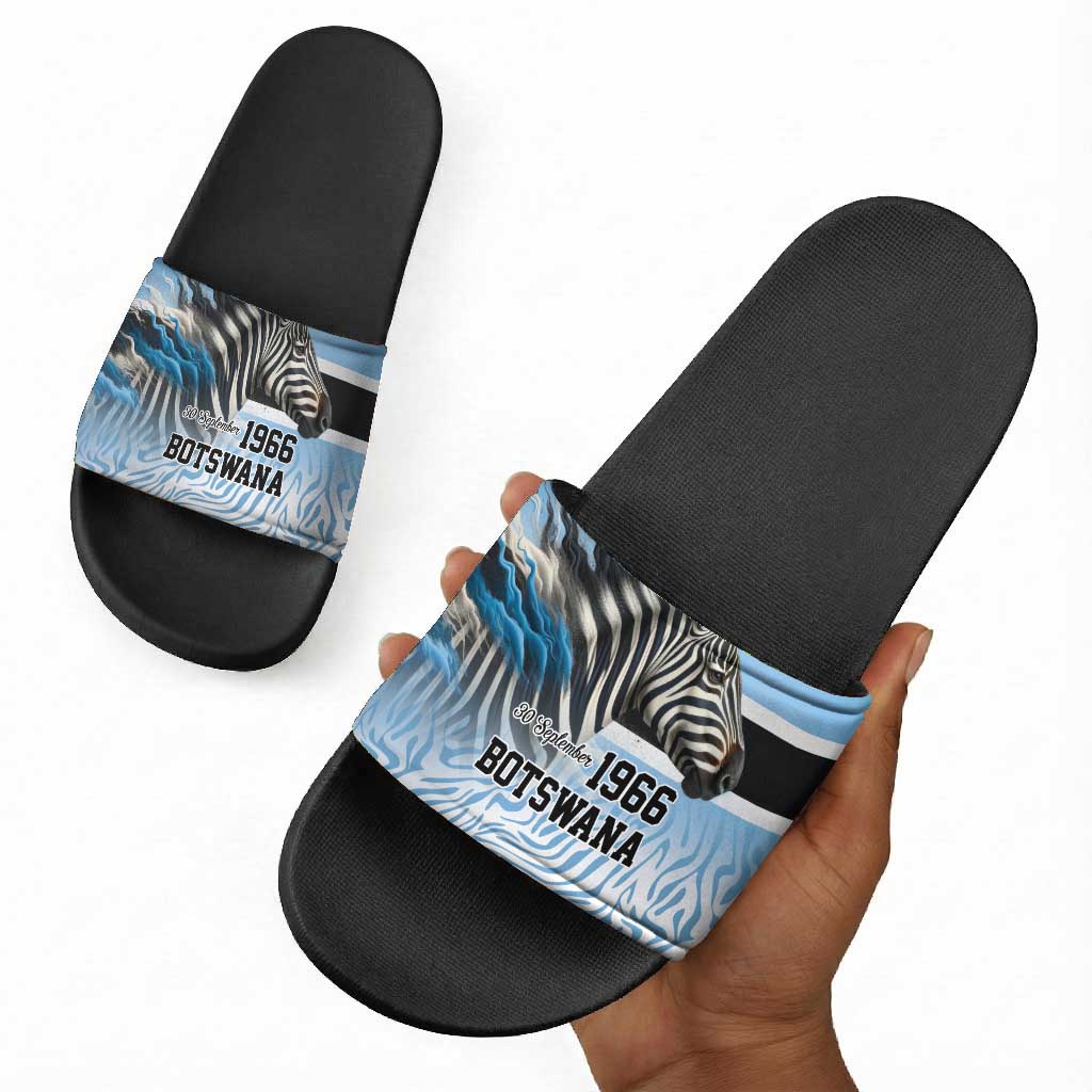 Botswana Independence Day 1966 Slide Sandals Tribal African Zebra Skins Pattern