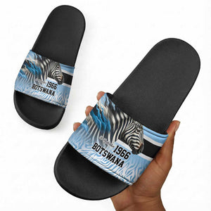 Botswana Independence Day 1966 Slide Sandals Tribal African Zebra Skins Pattern