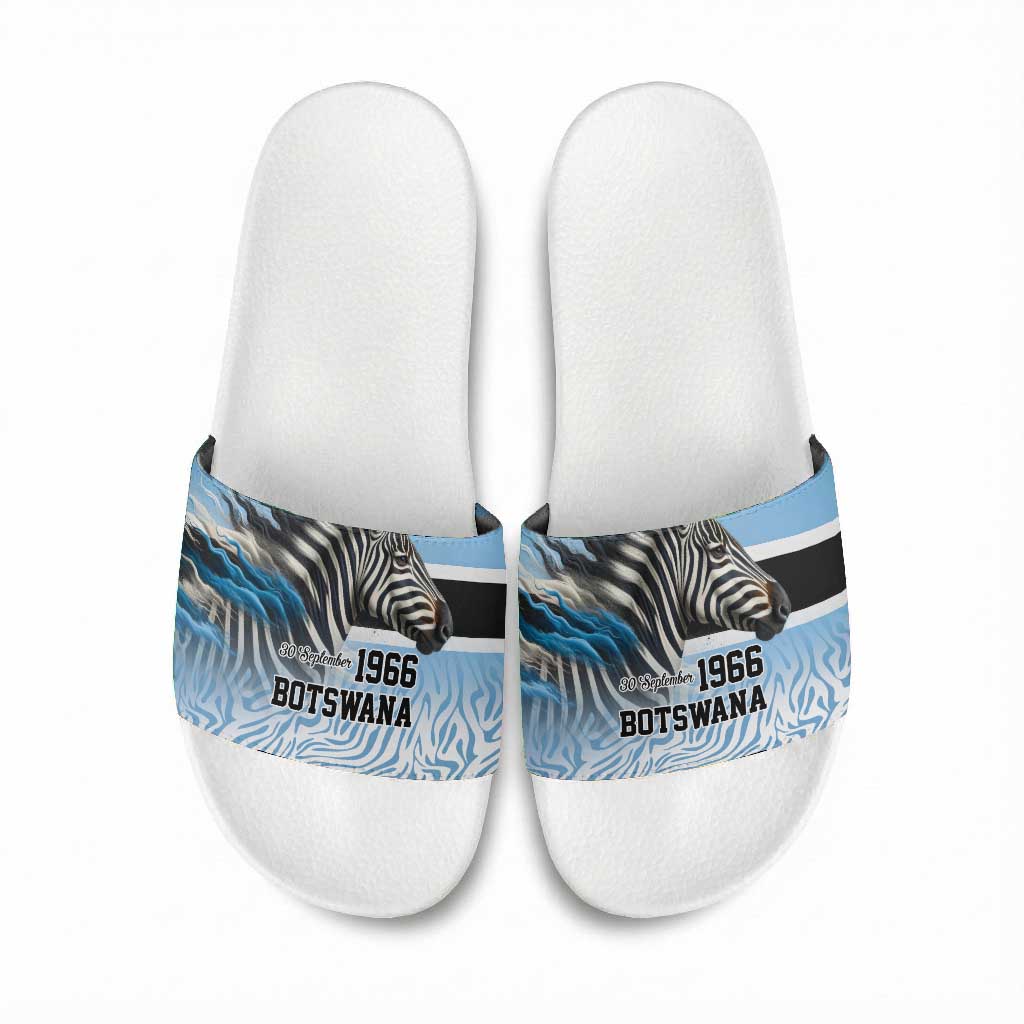 Botswana Independence Day 1966 Slide Sandals Tribal African Zebra Skins Pattern