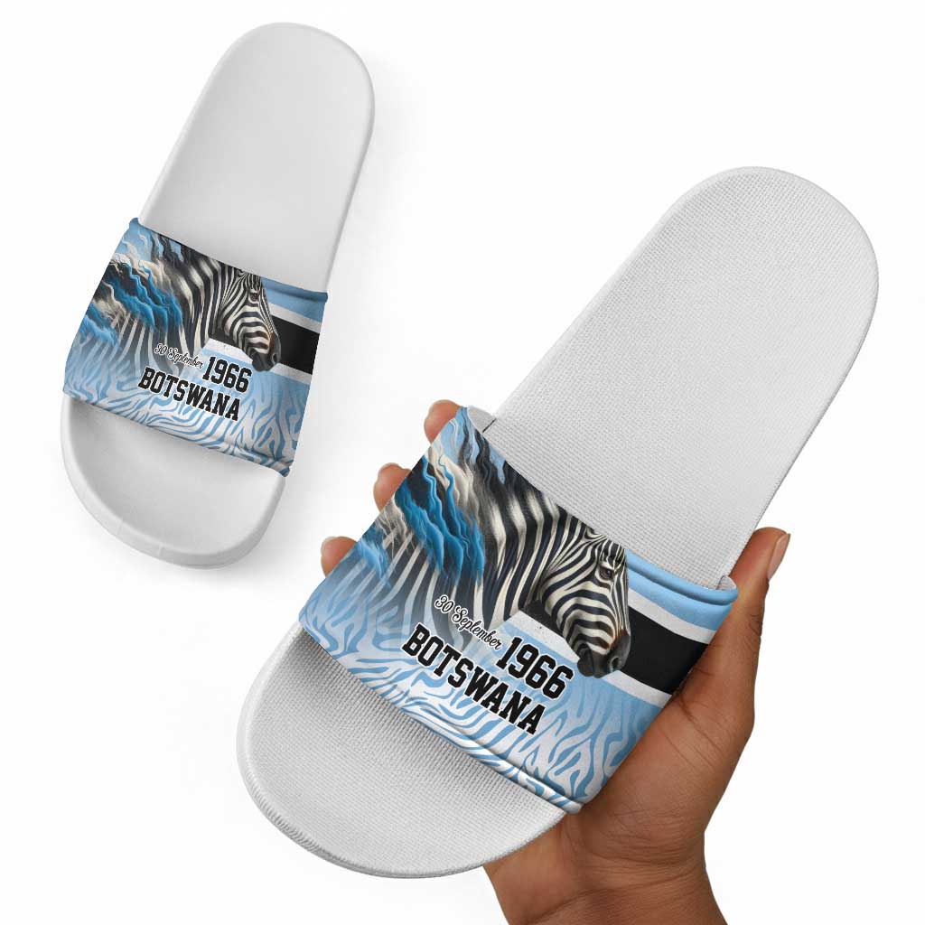 Botswana Independence Day 1966 Slide Sandals Tribal African Zebra Skins Pattern