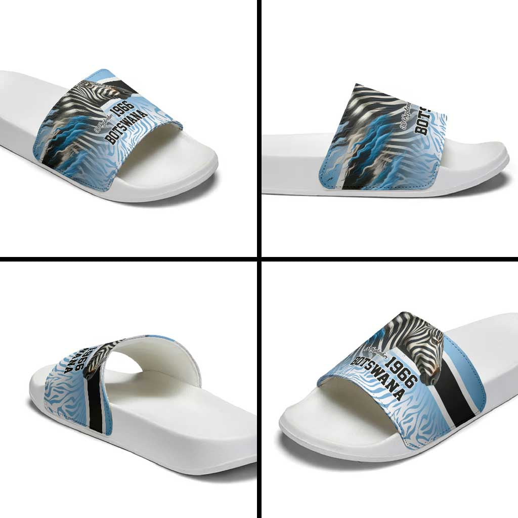 Botswana Independence Day 1966 Slide Sandals Tribal African Zebra Skins Pattern