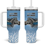 Botswana Independence Day 1966 Tumbler With Handle Tribal African Zebra Skins Pattern - African Pride