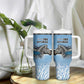 Botswana Independence Day 1966 Tumbler With Handle Tribal African Zebra Skins Pattern - African Pride