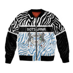 Botswana Personalized Bomber Jacket African Zebra Skins Pattern - African Pride