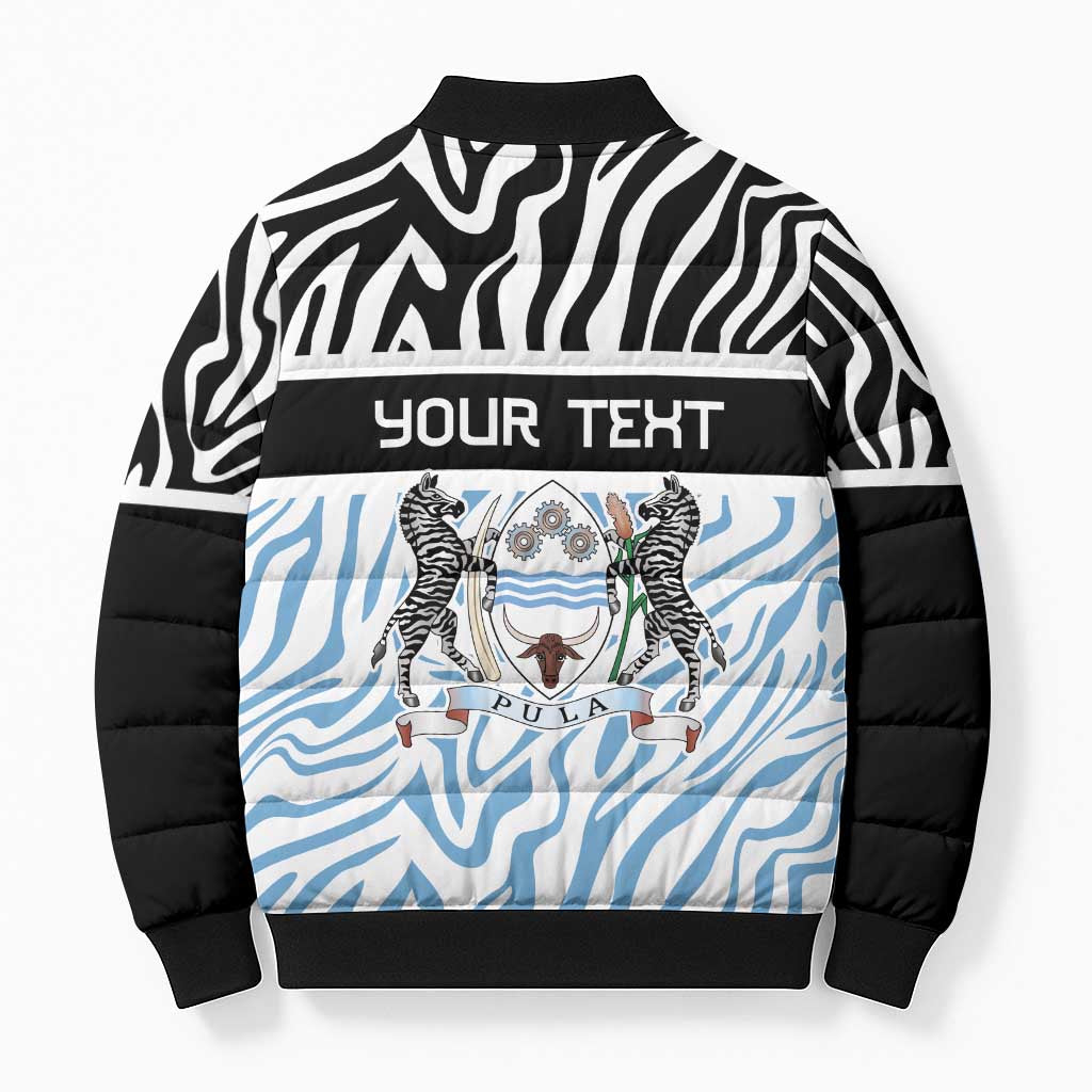 Botswana Personalized Bomber Puffer Jacket African Zebra Skins Pattern
