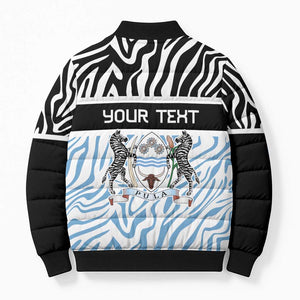Botswana Personalized Bomber Puffer Jacket African Zebra Skins Pattern