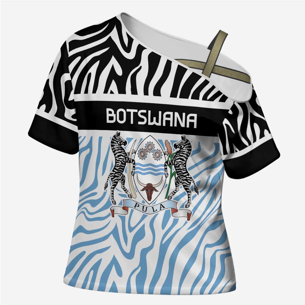 Botswana Personalized Cross Shoulder Shirt African Zebra Skins Pattern