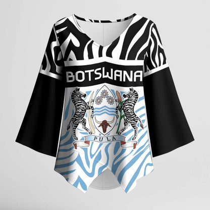 Botswana Personalized Kimono Sleeve Blouse African Zebra Skins Pattern
