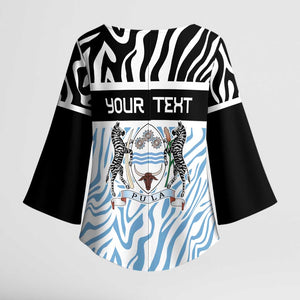 Botswana Personalized Kimono Sleeve Blouse African Zebra Skins Pattern