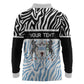 Botswana Personalized Long Sleeve Polo Shirt African Zebra Skins Pattern - African Pride