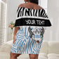 Botswana Personalized Off Shoulder Short Dress African Zebra Skins Pattern - African Pride
