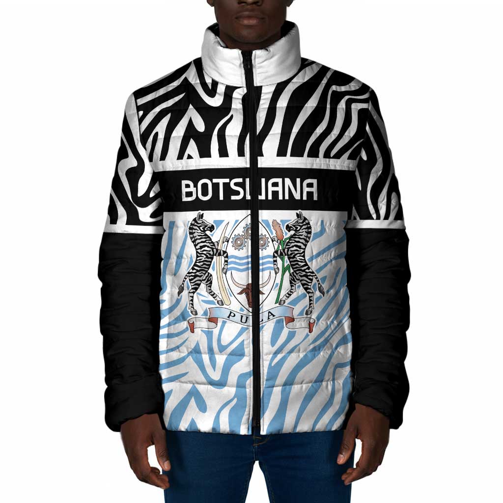 Botswana Personalized Padded Jacket African Zebra Skins Pattern
