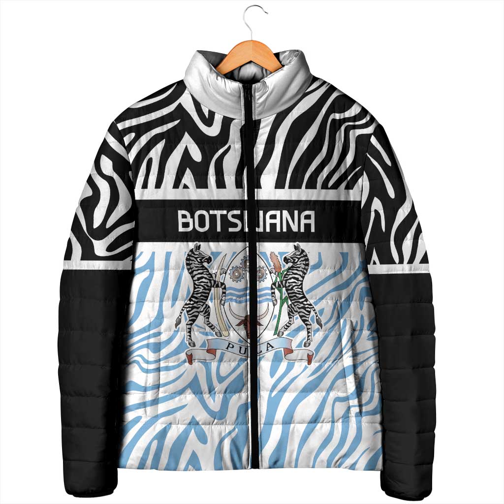 Botswana Personalized Padded Jacket African Zebra Skins Pattern