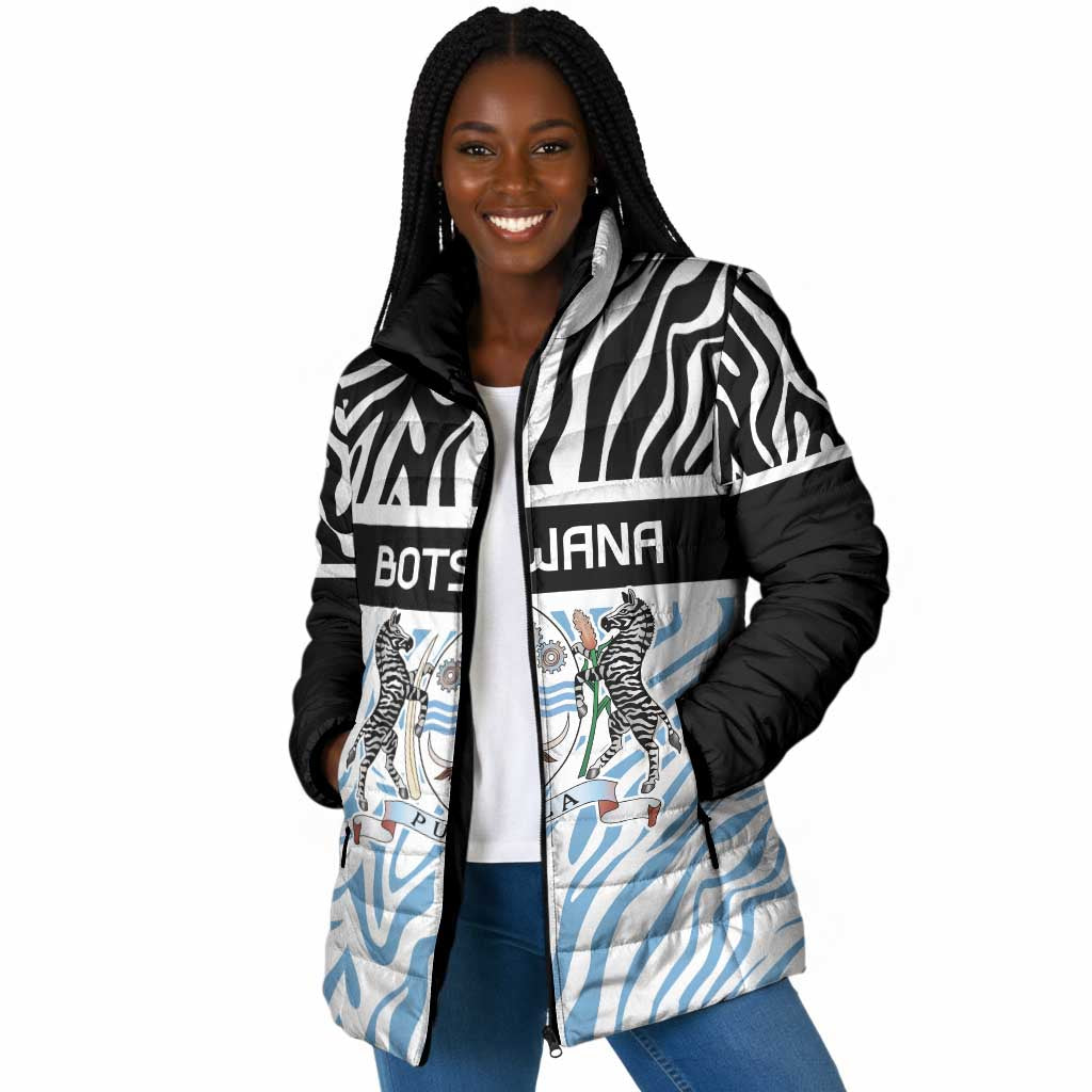 Botswana Personalized Padded Jacket African Zebra Skins Pattern