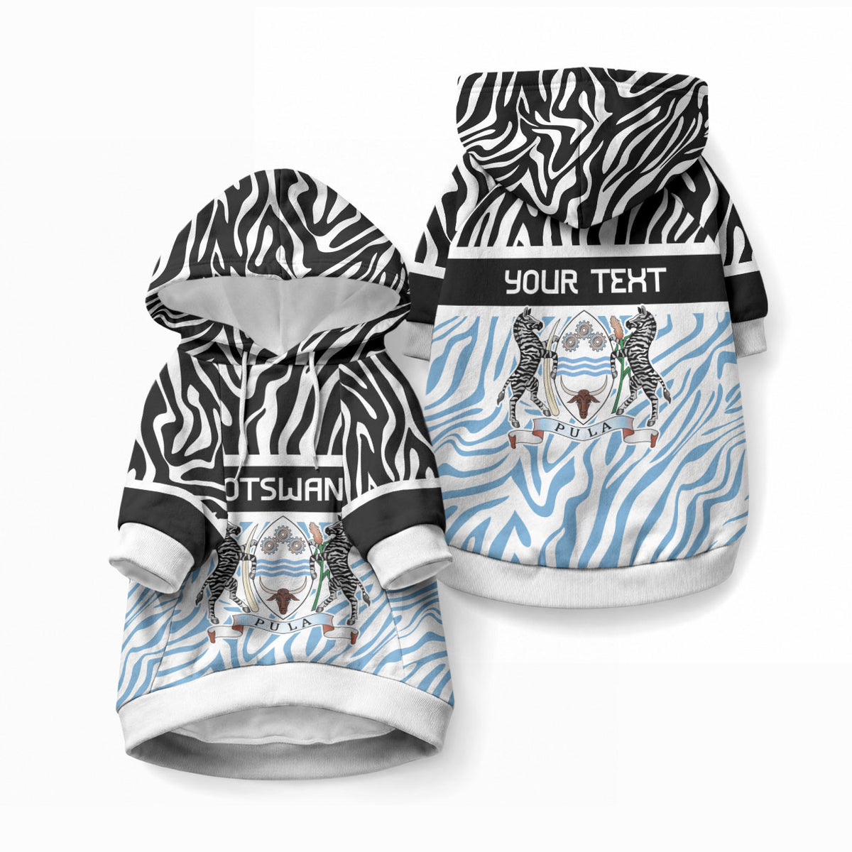 Botswana Personalized Pet Hoodie African Zebra Skins Pattern