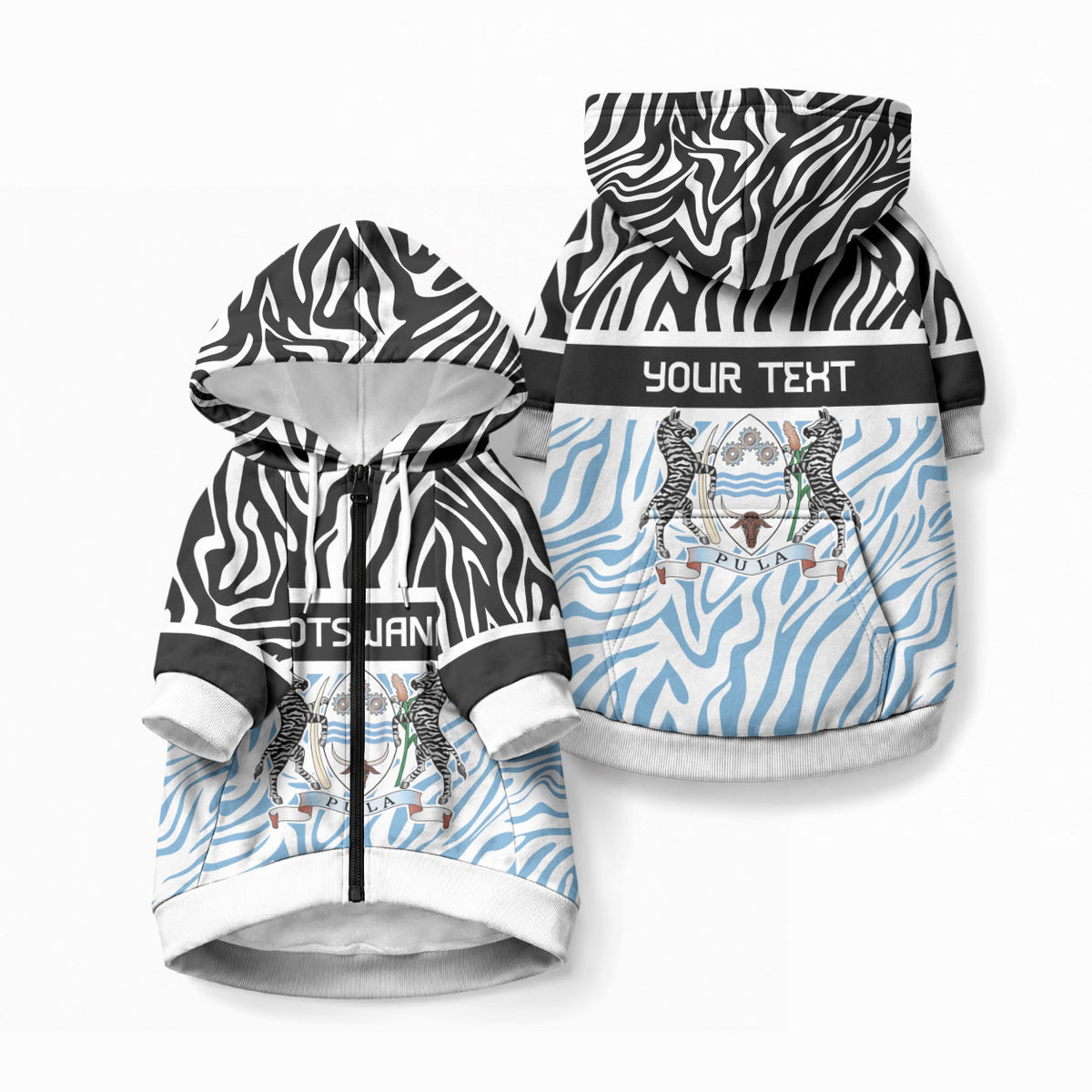 Botswana Personalized Pet Hoodie African Zebra Skins Pattern