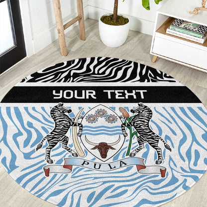 Botswana Personalized Round Carpet African Zebra Skins Pattern - African Pride