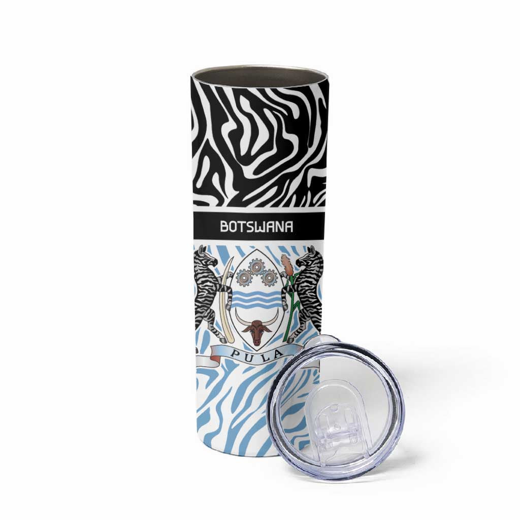 Botswana Personalized Skinny Tumbler African Zebra Skins Pattern - African Pride