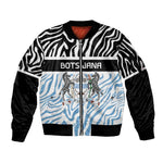Botswana Personalized Sleeve Zip Bomber Jacket African Zebra Skins Pattern - African Pride