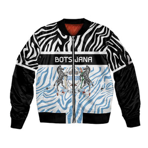 Botswana Personalized Sleeve Zip Bomber Jacket African Zebra Skins Pattern - African Pride