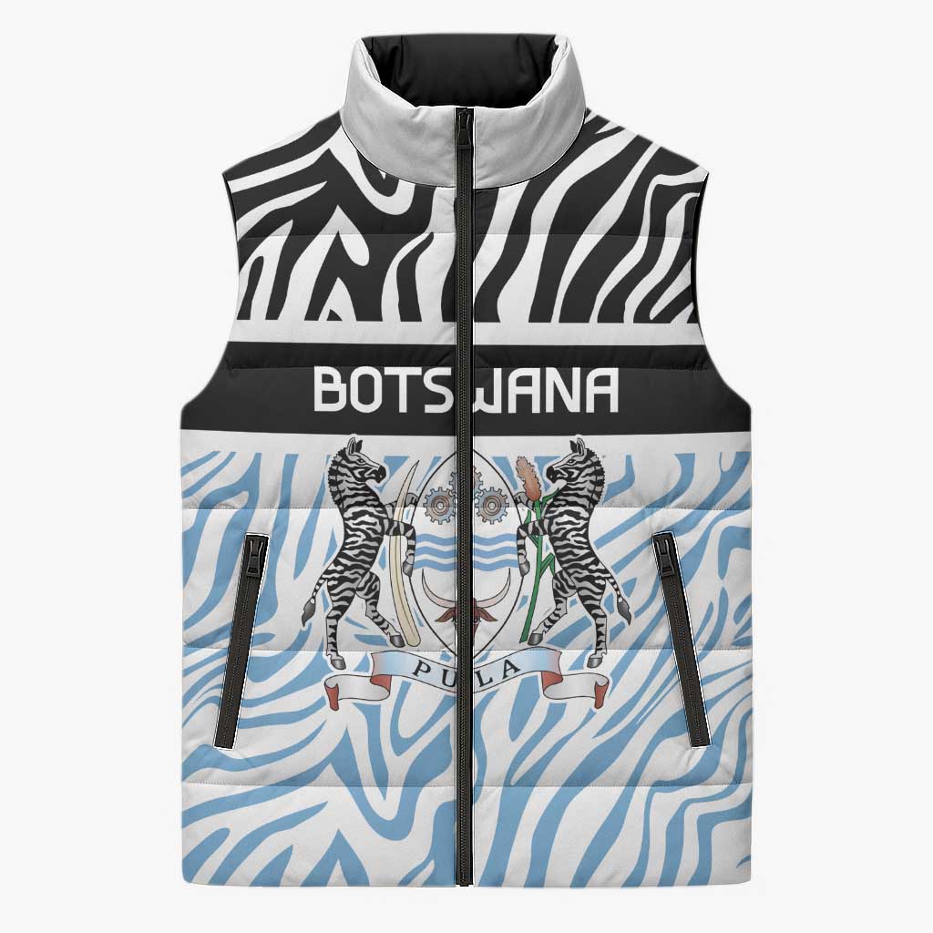 Botswana Personalized Sleeveless Puffer Jacket African Zebra Skins Pattern