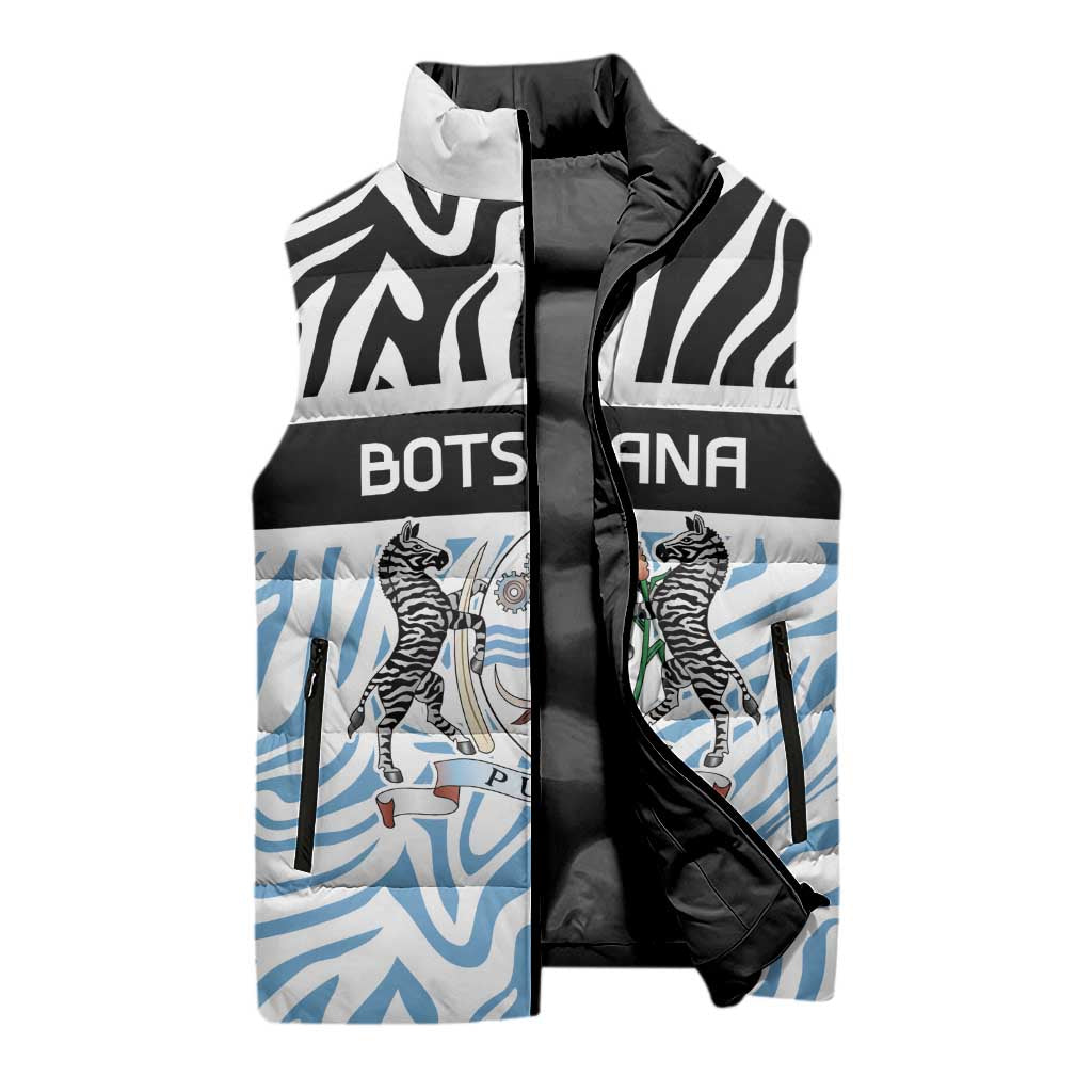 Botswana Personalized Sleeveless Puffer Jacket African Zebra Skins Pattern