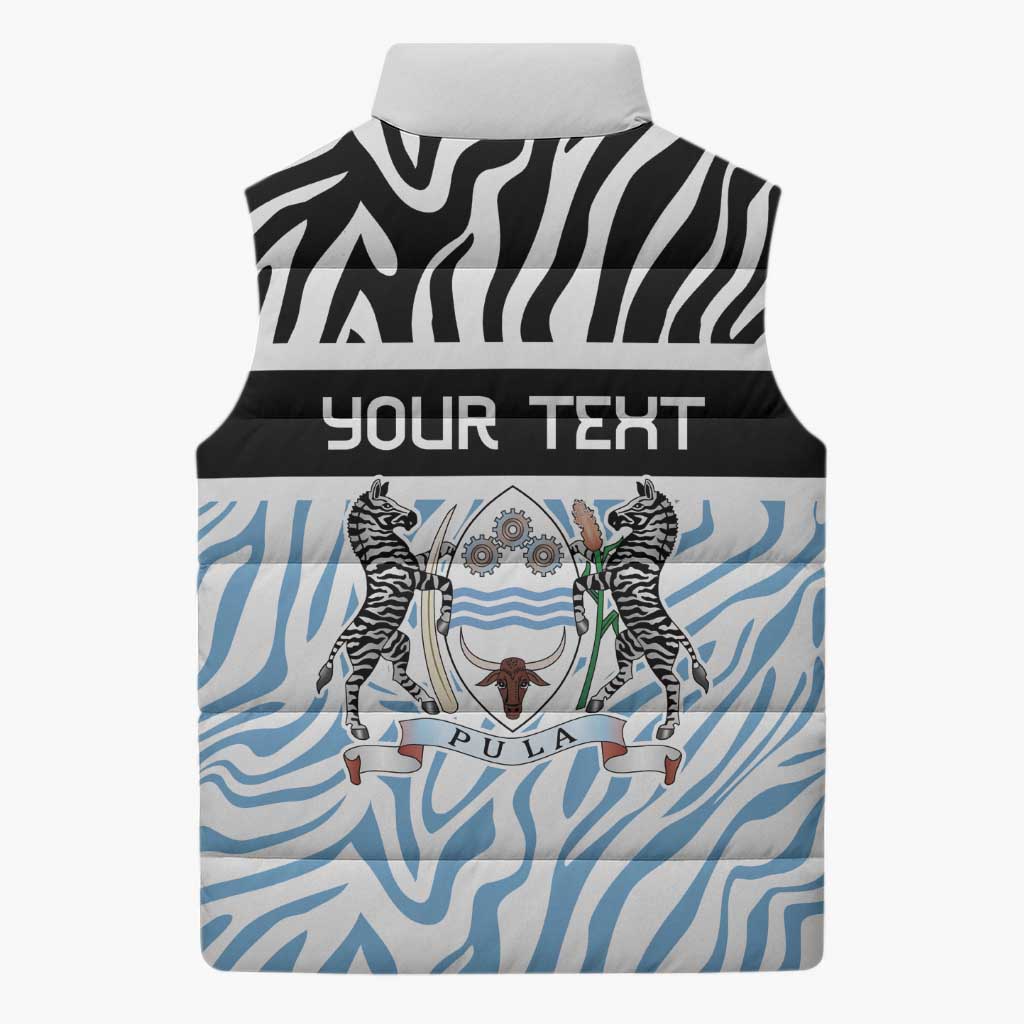 Botswana Personalized Sleeveless Puffer Jacket African Zebra Skins Pattern