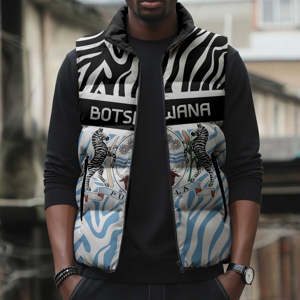 Botswana Personalized Sleeveless Puffer Jacket African Zebra Skins Pattern