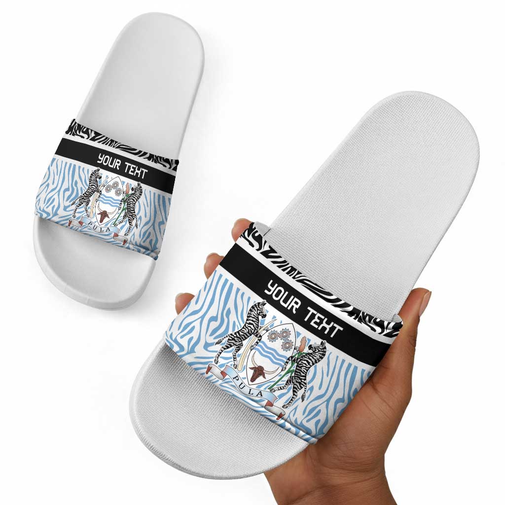 Botswana Personalized Slide Sandals African Zebra Skins Pattern