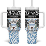 Botswana Personalized Tumbler With Handle African Zebra Skins Pattern - African Pride