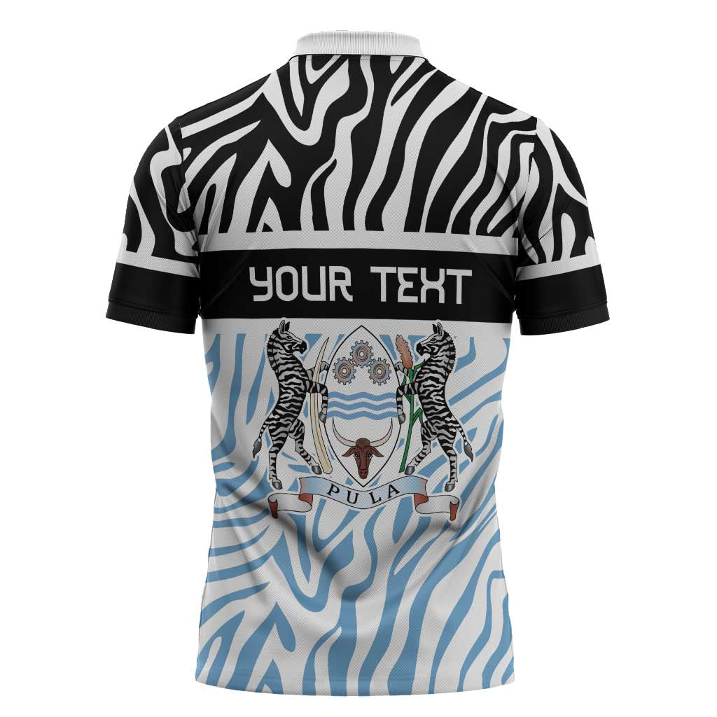 Botswana Personalized Zipper Polo Shirt African Zebra Skins Pattern