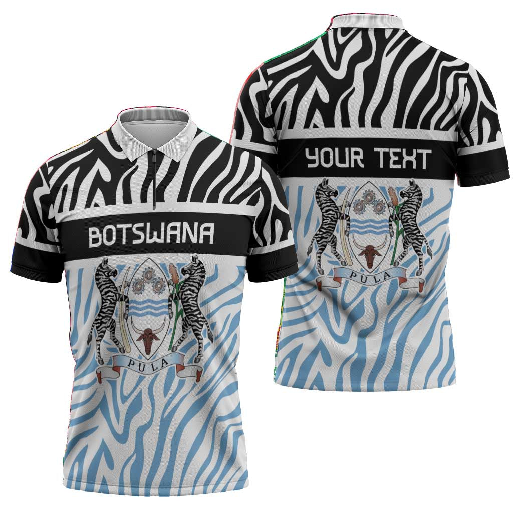Botswana Personalized Zipper Polo Shirt African Zebra Skins Pattern