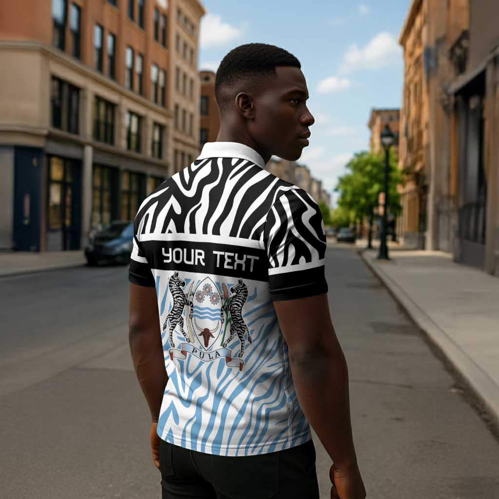 Botswana Personalized Zipper Polo Shirt African Zebra Skins Pattern