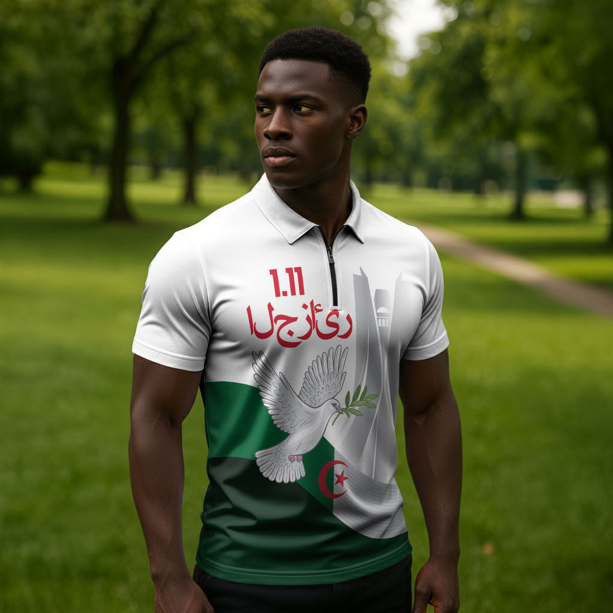 Algerian 1954 Revolution Anniversary Zipper Polo Shirt