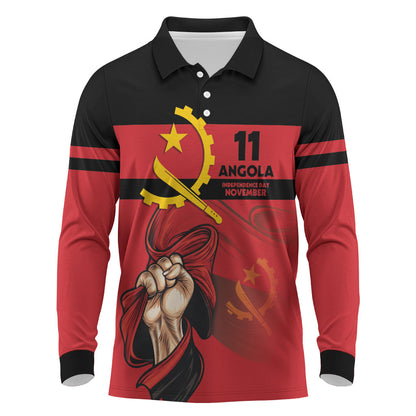Angola Independence Day 1975 Long Sleeve Polo Shirt