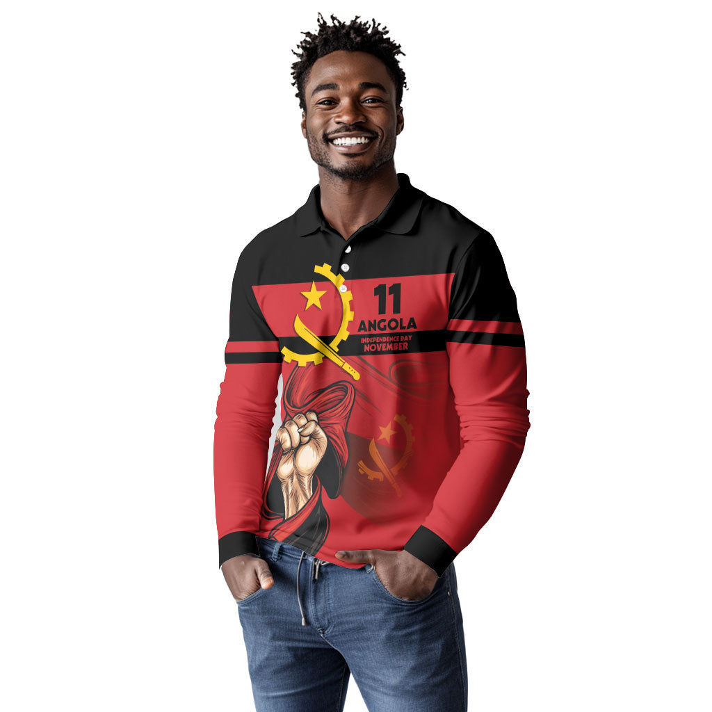 Angola Independence Day 1975 Long Sleeve Polo Shirt