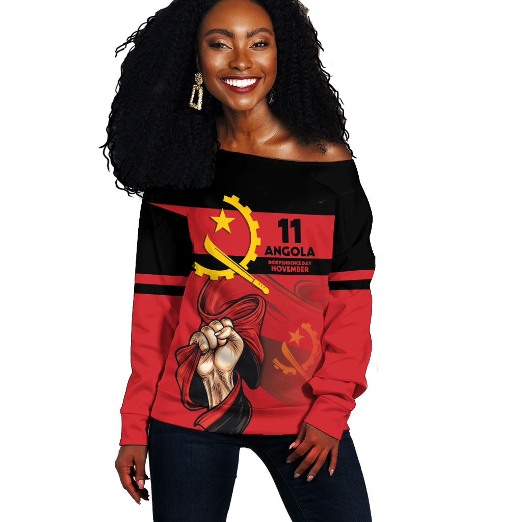 Angola Independence Day 1975 Off Shoulder Sweater