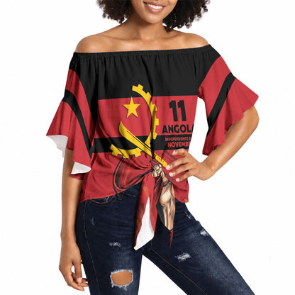 Angola Independence Day 1975 Off Shoulder Wrap Waist Top