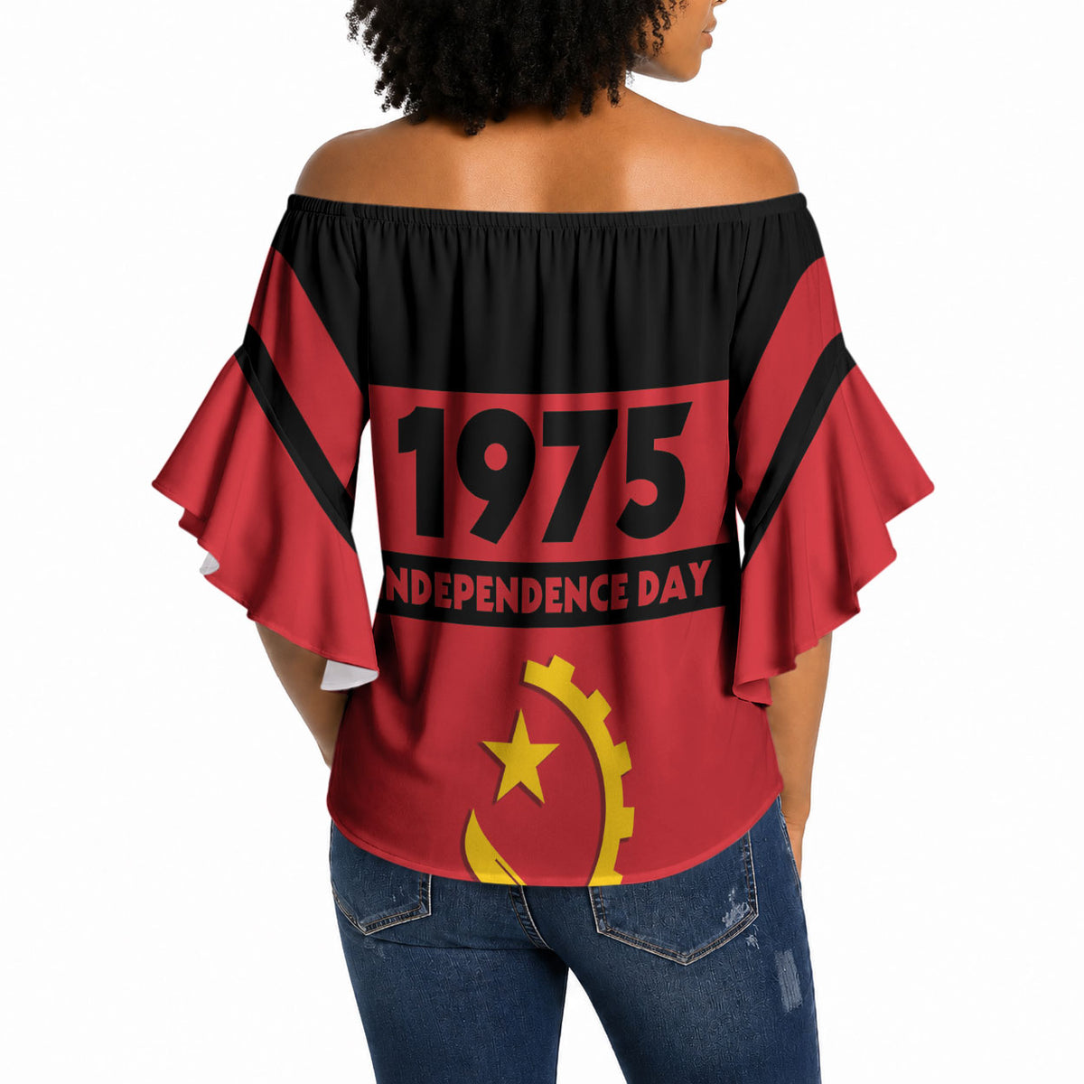 Angola Independence Day 1975 Off Shoulder Wrap Waist Top