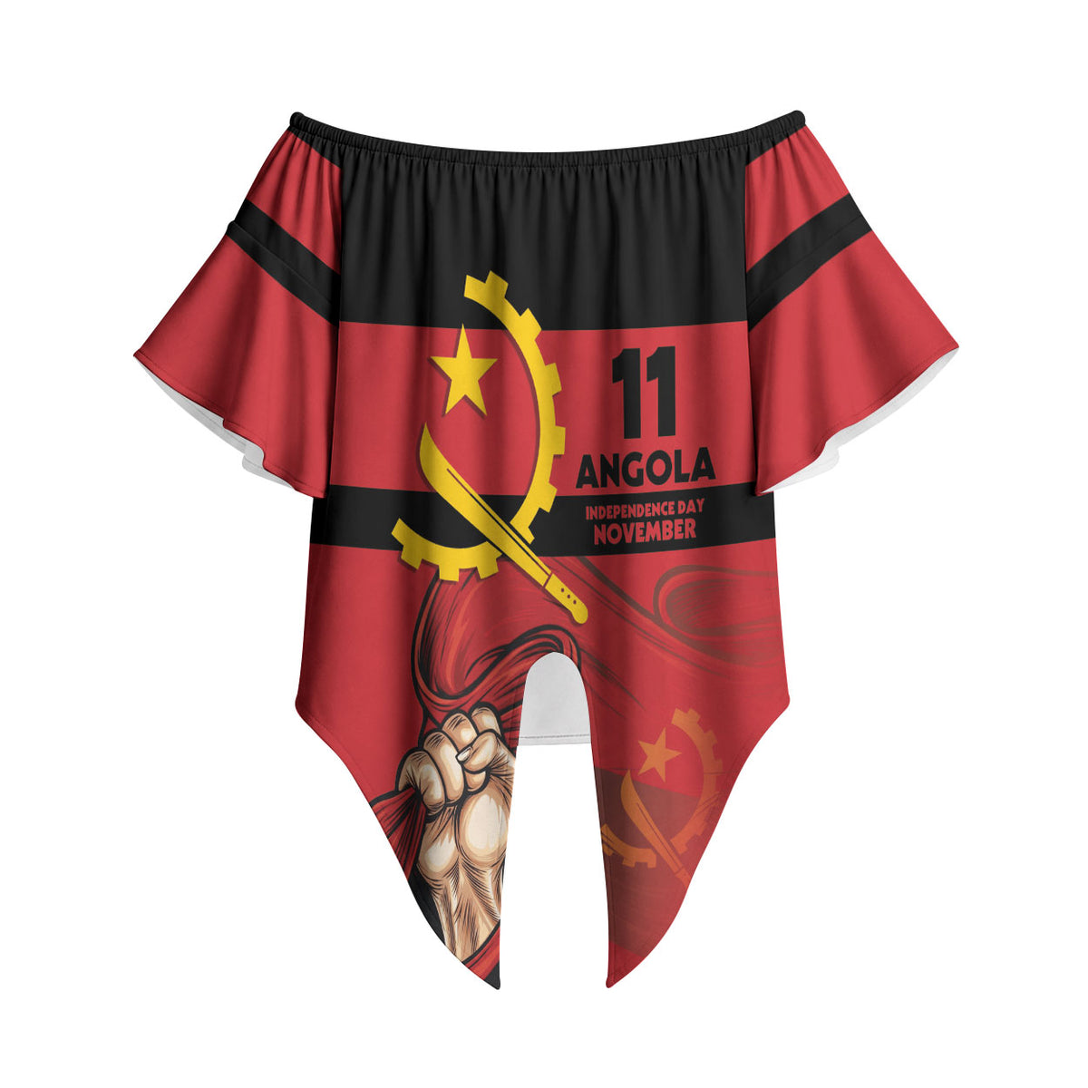 Angola Independence Day 1975 Off Shoulder Wrap Waist Top